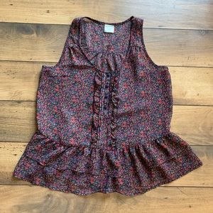 3/$25 Inked and faded pink and green top size S